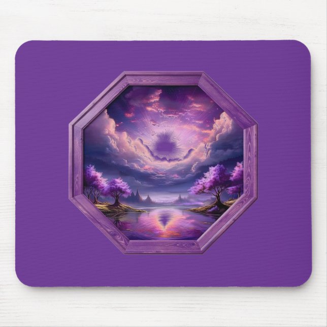 Beautiful Frame Purple Landscape With Reflections  Mouse Pad (Front)