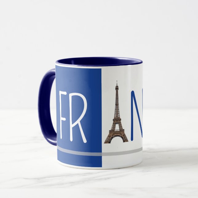 Beautiful France Flag Mug version Eiffel Tower (Front Left)