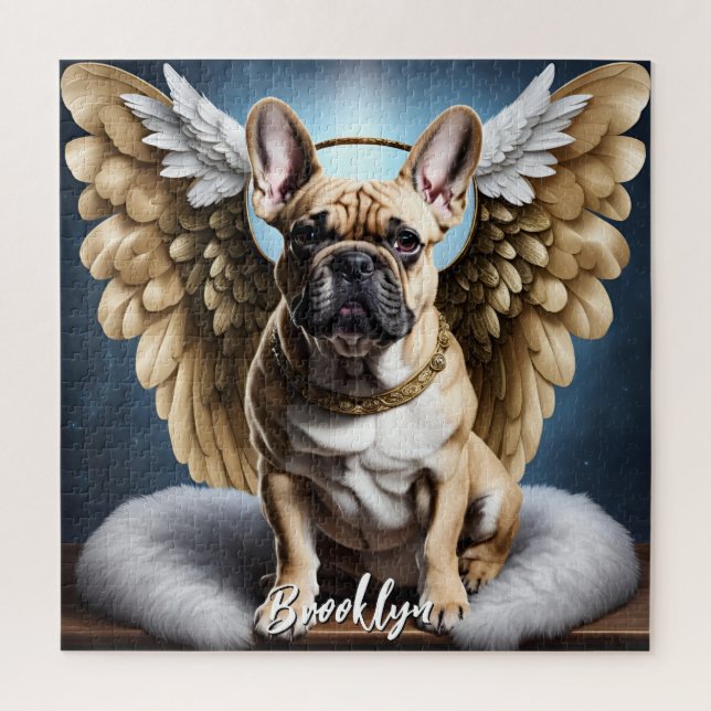 Beautiful French Bulldog & Angel Wings Jigsaw Puzzle (Vertical)