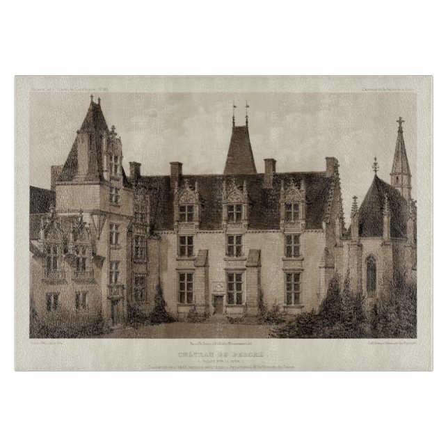 Beautiful French Chateau in Sepia Tones Cutting Board (Front)