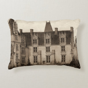 Beautiful French Chateau in Sepia Tones Decorative Cushion