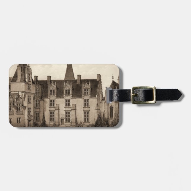 Beautiful French Chateau in Sepia Tones Luggage Tag (Front Horizontal)