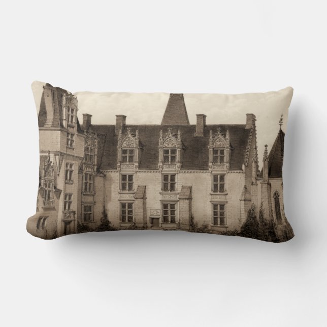 Beautiful French Chateau in Sepia Tones Lumbar Cushion (Front)