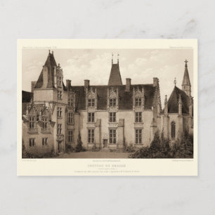 Beautiful French Chateau in Sepia Tones Postcard