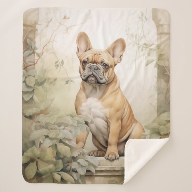 Beautiful Frenchie Sherpa Blanket (Front)