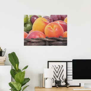 Beautiful fresh fruits in a basket poster