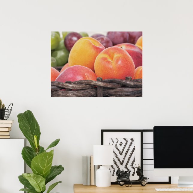 Beautiful fresh fruits in a basket poster (Home Office)