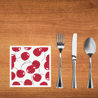 Beautiful Fresh Red Cherry Themed Napkin