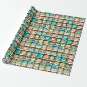 Beautiful Frosted Glass Snowflake Tiles Pattern Wrapping Paper