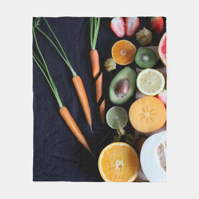 Beautiful Fruits And Vegetables Fleece Blanket (Front)