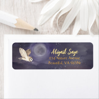 Beautiful Full Moon and Owl Address Return Address Label
