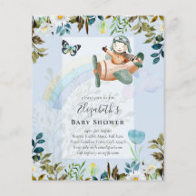 Beautiful Fun Pilot Baby Boys Shower Invitations