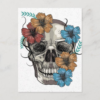 Beautiful funny dead Mexican Women head Skull Postcard