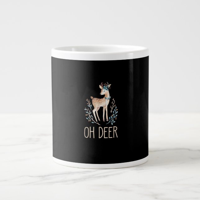 Beautiful Funny Deer Oh Deer Modern Design  Large Coffee Mug (Front)