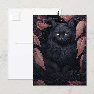 Beautiful Furry Black Cat Postcard