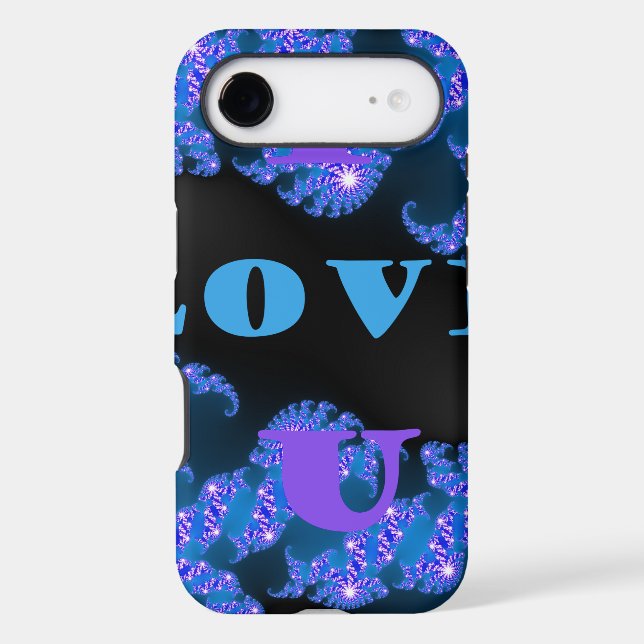 Beautiful Galactic Blue Love Text Pattern Design, (Back)