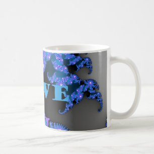 Beautiful Galactic Blue Love Text Pattern Design, Coffee Mug