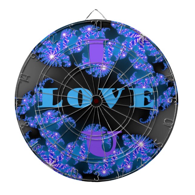 Beautiful Galactic Blue Love Text Pattern Design, Dartboard (Front)