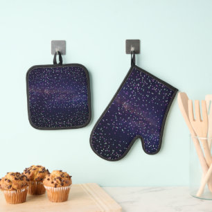 Beautiful galaxy,stars oven mitt & pot holder set