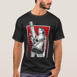 Beautiful Gangster Girl Criminal with Gun Gift T-Shirt
