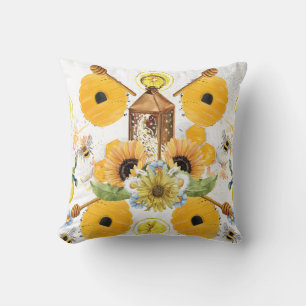 Beautiful Garden Bee Sunflower Cushion