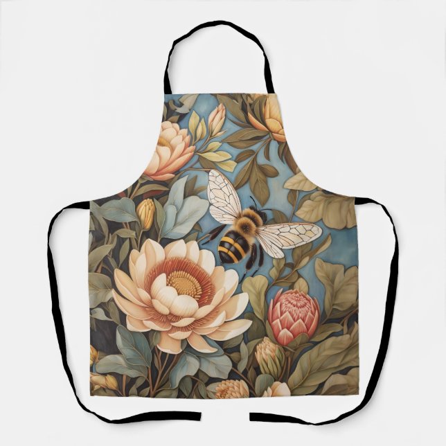 Beautiful Garden Bee With Protea Flowers Apron (Front)