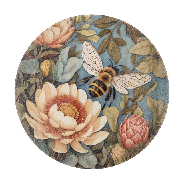 Beautiful Garden Bee With Protea Flowers Cutting Board (Front)