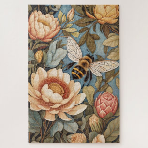 Beautiful Garden Bee With Protea Flowers Jigsaw Puzzle