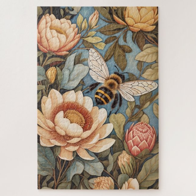 Beautiful Garden Bee With Protea Flowers Jigsaw Puzzle (Vertical)