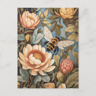 Beautiful Garden Bee With Protea Flowers Postcard