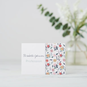 Beautiful Garden Blooming Flowers White Pattern Business Card