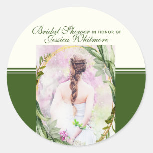 Beautiful Garden Themed Bridal Shower Classic Round Sticker