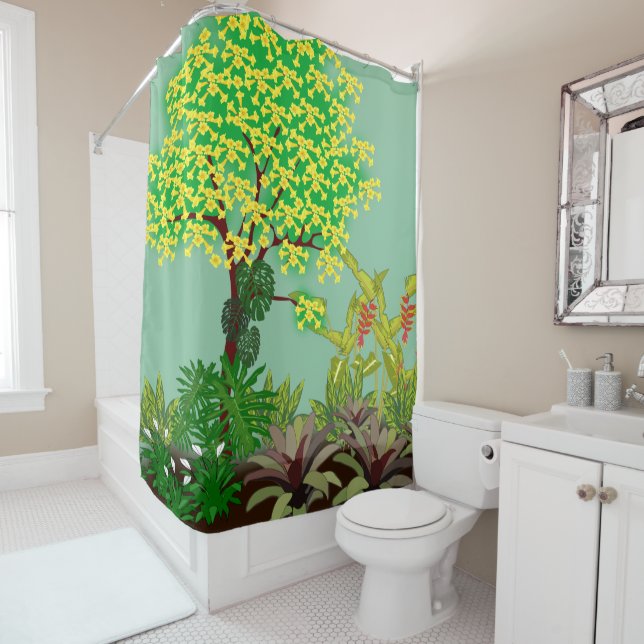 Beautiful Garden Yellow, Green, Purple, Red, White Shower Curtain (In Situ)