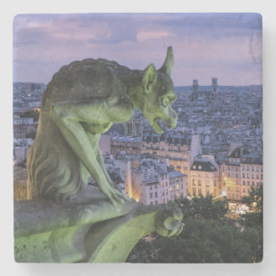 Beautiful Gargoyle Overlooking Paris France Stone Coaster