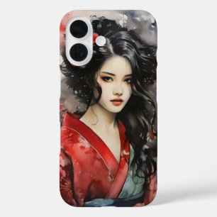 Beautiful Geisha Ink Painting iPhone 16 Case