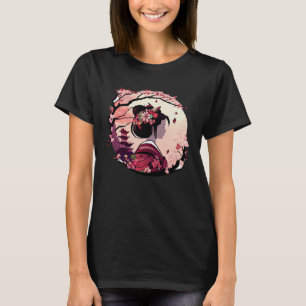 Beautiful geisha lady cherry blossom flowers pagod T-Shirt