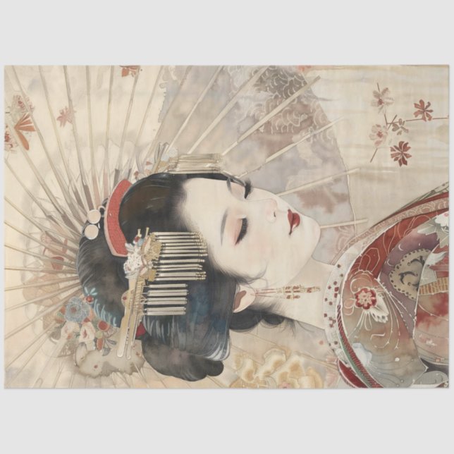 Beautiful Geisha Portrait Tissue Paper (Front)