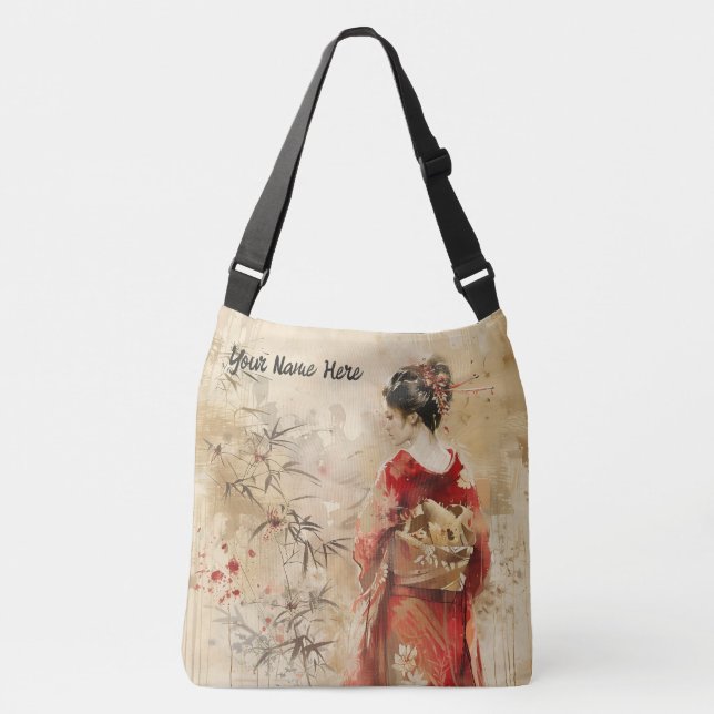Beautiful Geisha Standing Crossbody Bag (Front)