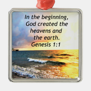 BEAUTIFUL GENESIS 1:1 BIBLE QUOTE DESIGN METAL TREE DECORATION