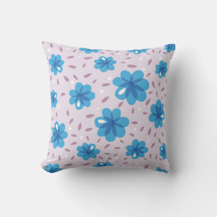 Beautiful Gentle Blue Flowers Pattern Cushion
