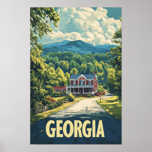 Beautiful Georgia USA Vintage Illustration Travel Poster