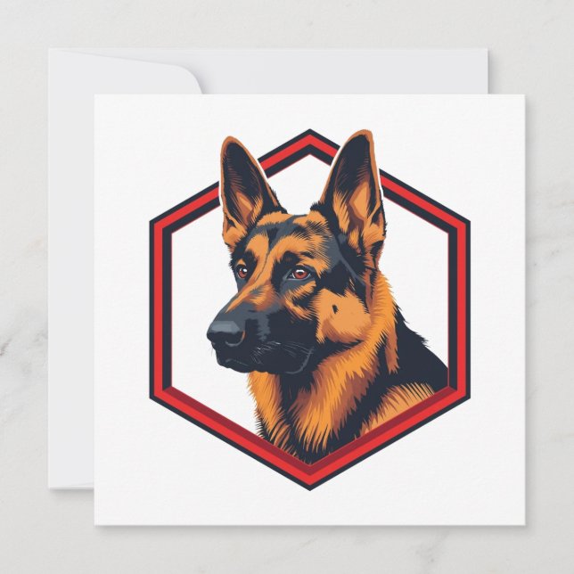 Beautiful German Shepard In A Six Sided Frame Save The Date (Front)