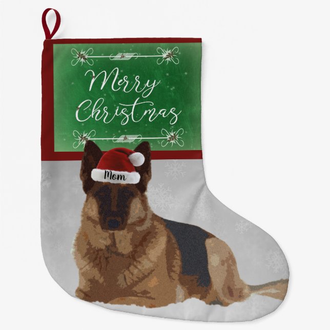 Beautiful German Shepherd Christmas Stocking (Front)