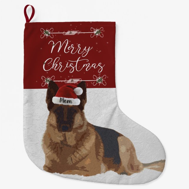 Beautiful German Shepherd Christmas Stocking (Front)