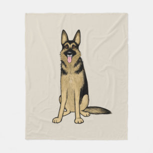 Beautiful German Shepherd Dog Cartoon Pet Art Fleece Blanket