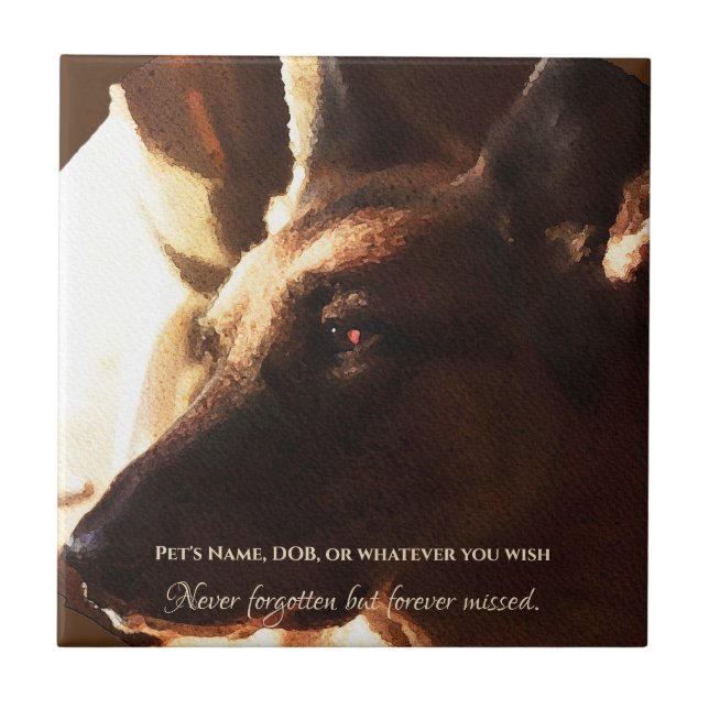 Beautiful German Shepherd Memorial Ceramic Tile (Front)