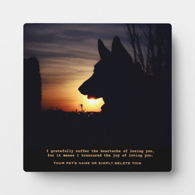 Beautiful German Shepherd Pet Memorial Plaque (Front)