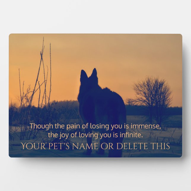 Beautiful German Shepherd Pet Memorial Plaque (Front)