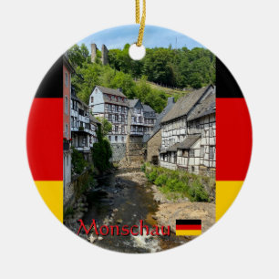 Beautiful German village Monschau in summer travel Ceramic Ornament