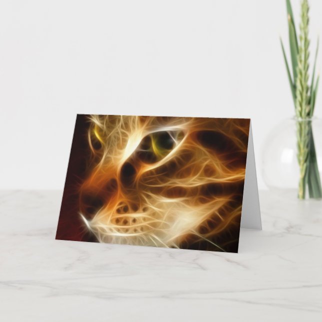 Beautiful Ghostly Fire Cat Card (Front)